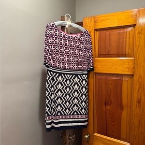 Eliza J Pink and Black Geometric Shift Dress